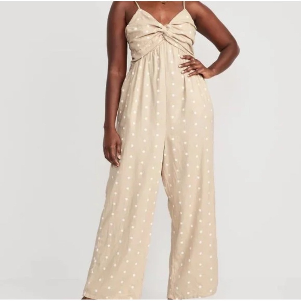 Old Navy Polka Dot Jumpsuit Wide Leg Sleeveless Casual Twist Front Large